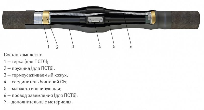 Кабельная Муфта 5 ПСТ-1 (16-25) с соединителями (полиэтилен без брони) ЗЭТА – ТД «КЭМ»